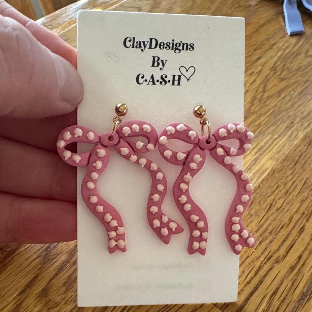 Pink Bow Earrings